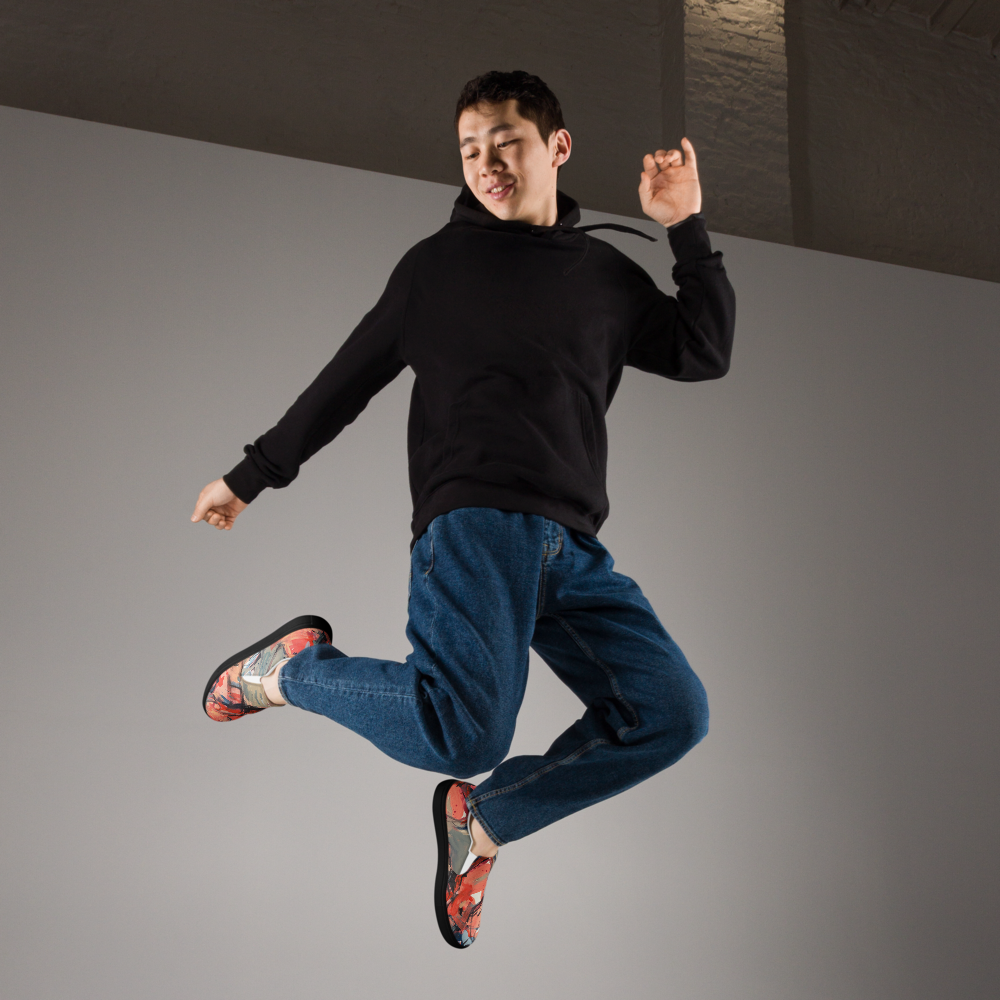 Men’s Slip-On Canvas Shoes – “Dance on Fire” | VEER Studio