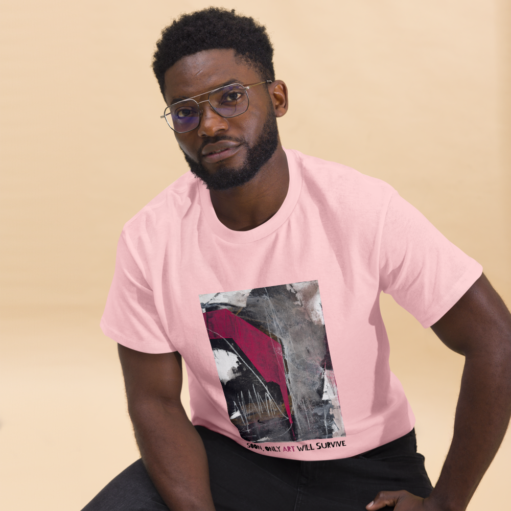 Unisex T-Shirt – “Pink Echoes / Soon Only Art Will Survive” | VEER Studio