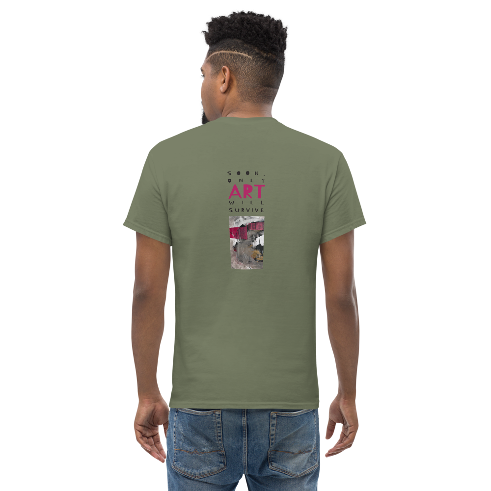 Unisex T-Shirt – “Pink Echoes / Soon Only Art Will Survive” | VEER Studio