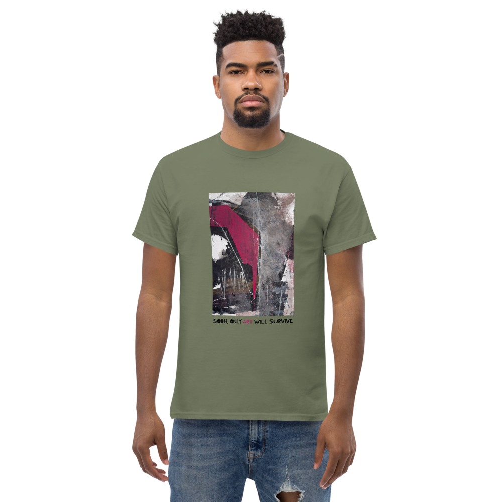 Unisex T-Shirt – “Pink Echoes / Soon Only Art Will Survive” | VEER Studio