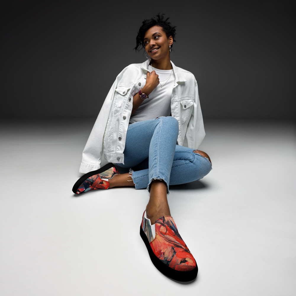 Women’s Slip-On Canvas Shoes – “Dance on Fire” | VEER Studio
