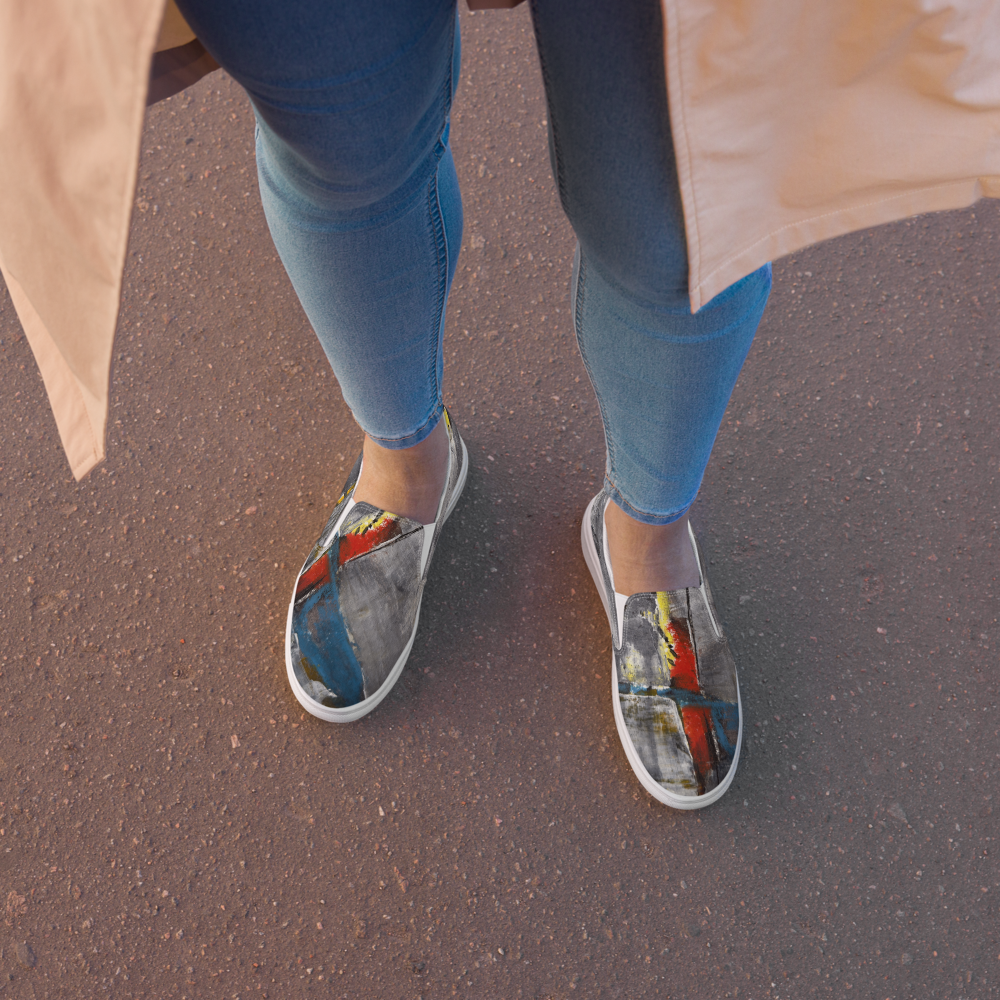 Women’s Slip-On Canvas Shoes – “Sparks and Ashes” | VEER Studio