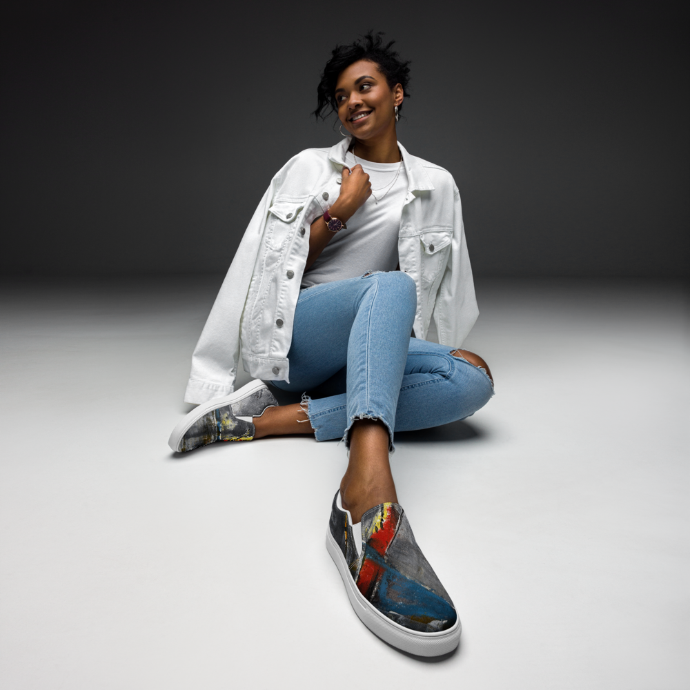 Women’s Slip-On Canvas Shoes – “Sparks and Ashes” | VEER Studio