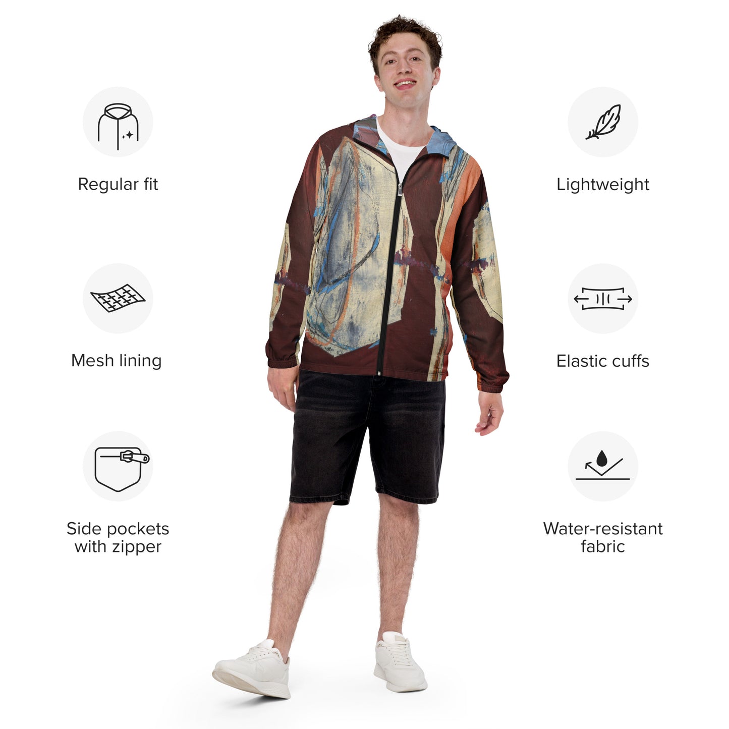 Unisex Windbreaker Jacket – Abstract All-Over Print | VEER Studio
