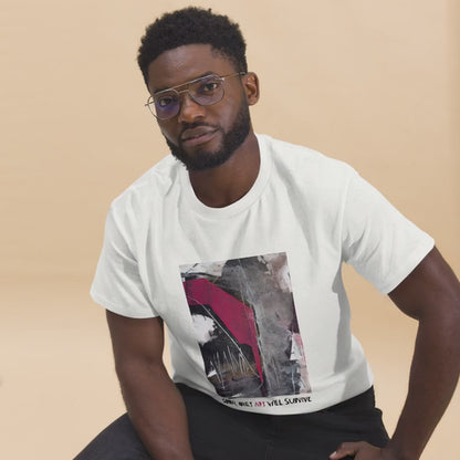 Unisex T-Shirt – “Pink Echoes / Soon Only Art Will Survive” | VEER Studio