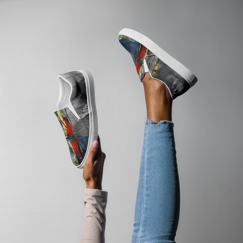 Women’s Slip-On Canvas Shoes – “Sparks and Ashes” | VEER Studio
